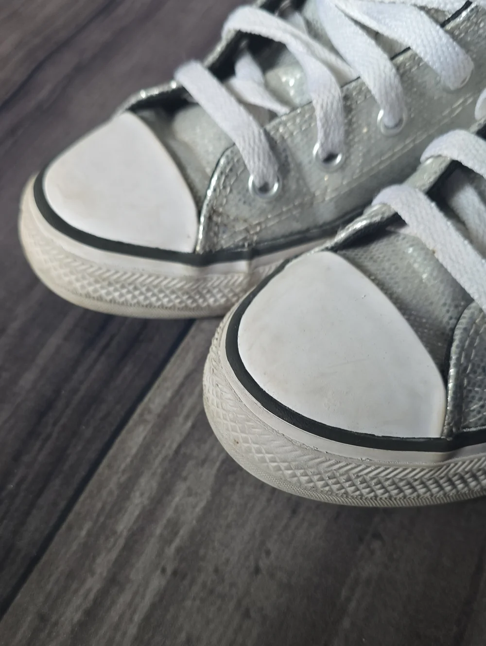 Kids Silver Sparkle High-Top Converse